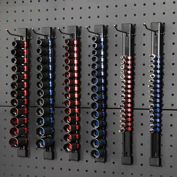 Mayouko 12PCS ABS Socket Organizer, Portable Socket Rail Holder for Toolbox, 1/4 Inch x 48 Clips, 3/8 Inch x 90, 1/2 Inch x 36