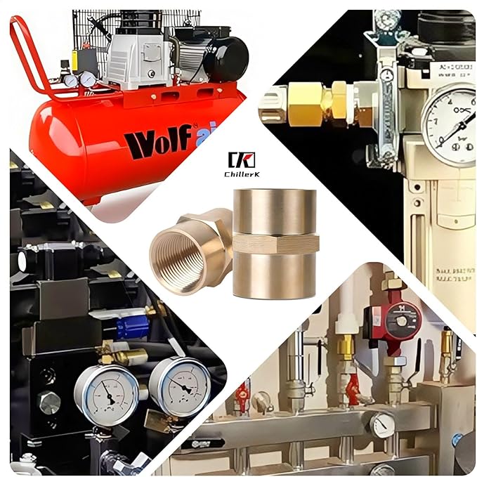 Hex Couplings, 1/8" NPT Female To Female Brass Hex Nipple Adapters, Brass Pipe Extension Fittings for Oil/Air/Water/Gas Systems. (2 Pack)