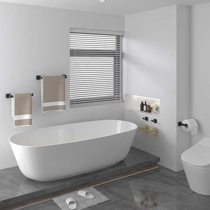 Toilet Paper Holder Collision Avoidance Towel Racks for Bathroom Thickened Material 304 Stainless Steel Towel Bar 10-Piece Black Bathroom Accessories Will Not Rust Bathroom Hardware Set