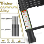 RIKADE Telescoping Ladder 10.5FT & Attic Ladder, Heavy Duty Aluminum with Non-Slip Feet, 330lb Capacity for RV, Attic, Roof & Multi-Surface Use