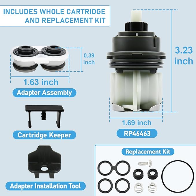 RP46463 Shower Cartridge for Delta Monitor 17 Series, Dual Function Bath Tub and Shower Faucet Valve, Includes RP46073 Seat and Spring Adapter(2006–Present)