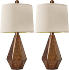 PoKat 20.25" Farmhouse Table Lamps Set of 2 for Night Stands, Vintage Bedroom Lamps for Bedroom Living Room, Retro Bedside Lamps for End Table, Suitable for Small Place, Retro Sweep Gold