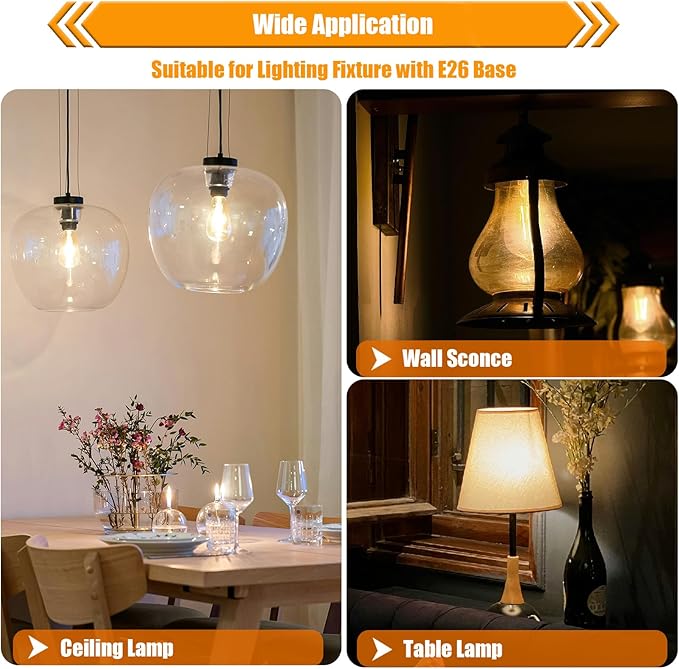 16 Pack LED Edison Bulbs 40W Equivalent, 4 Watt LED Filament Bulb, 2700K Soft Warm ST19 Light Bulb, 450LM E26 Vintage Bulbs for Ceiling Light Fixtures, Non-dim