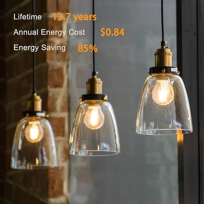 TJOY 6 Pack A19 Vintage LED Edison Bulbs, Dimmable Light Bulb 60W Equivalent, High Brightness 2700K Warm White, 8W E26 Standard Base, 800Lumens, CRI80+, Clear Glass Filament Bulb for Home, Farmhouse