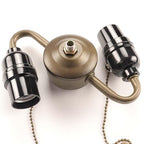 Bieye SC07 E26 Light Socket Cluster with Pull Chain Switch and Electrical Wiring Accessories (2-Light, Antique Brass)