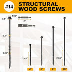 #14 x 8 Wood Structural Screws 50 Pack Hex Head Lag Screws, Rust Resistant Timber Screws for Timber/Log/Landscaping Wood (Black)