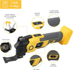 NEWONE Anti-vibration Oscillating Tool Compatible with De-Walt 20V Battery Anti-vibration Oscillating Multi-Tool Kit with 3.6° Oscillation Angle,6 Variable Speed,16-piece Electric Multitool Blades,Box