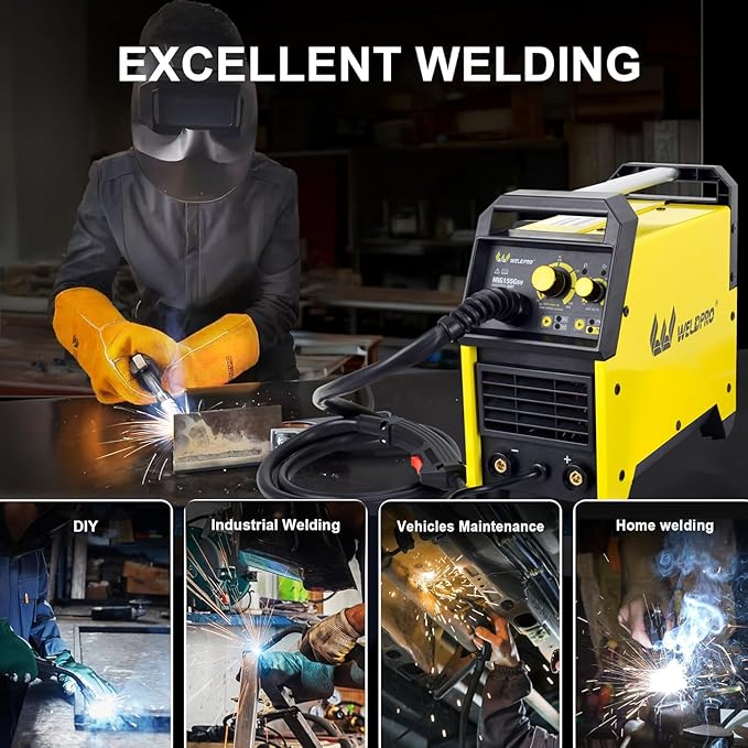 Weldpro MIG155GSV 155 Amp Inverter Flux Cored MIG/MIG/Stick/MMA Arc Welder with Dual Voltage 110/220V Welding Machine