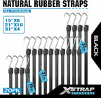 XSTRAP STANDARD Multiple Size Natural Rubber Tarp Bungee Straps Tie Down Cords with S Hooks Heavy Duty Ideal for Securing Tarps - 20 Pack