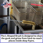 L-Shaped Deep Fryer Cleaning Brush, Up to 750F High Heat Resistant Metal Bristles Fryer Cleaning Brush for Food Debris, Grease Build-Up in Kitchen & Restaurant Deep Fryers Coil by FryOilSaver Co. B53C