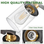 DORESshop Bathroom Light Fixtures, 6-Light Gold and Black Bathroom Lighting Fixtures Over Mirror with Clear Glass Shade, Vanity Lights for Hallway Living Room Bedroom