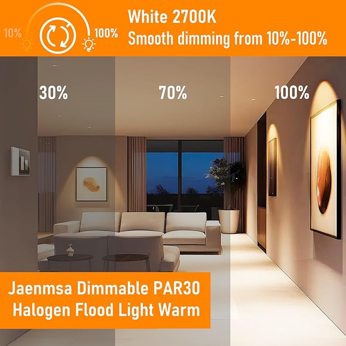 Par30 75W Short Neck Halogen Flood Light Bulbs 120V, 75W Dimmable Short Indoor Flood Light Bulbs E26, 6Pcs Par30 Halogen Light Bulbs 2700K for 5-6in Recessed/Ceiling Can/Accent/Tracking Lights