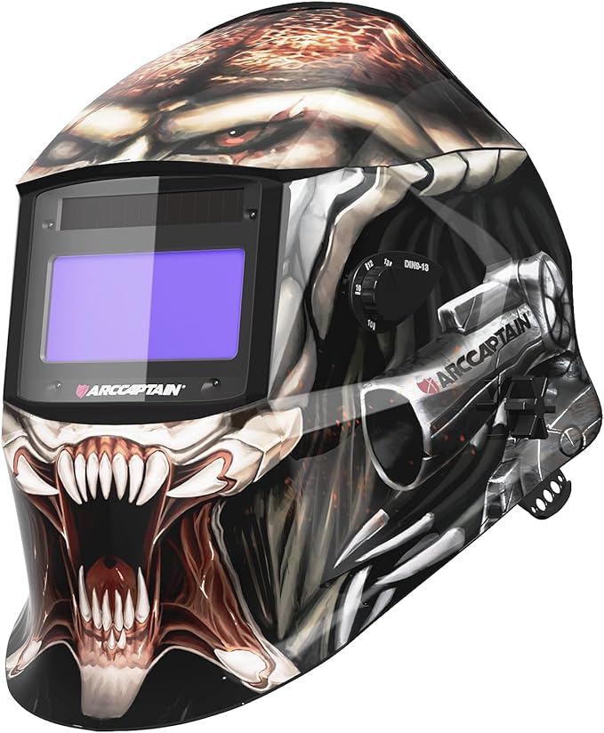 ARCCAPTAIN Welding Helmet Auto Darkening, 1/1/1/1 True Color Welding Hood, 4 Arc Sensor 1/25000s Response Time Solar Powered Weld Hood Helmet, HSH-S800-Warrior