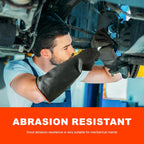 North Tower Heavy Duty Rubber Gloves, Industrial Gloves Waterproof Reusable Protective Work for Cleaning, Dishwashing, Upgraded with Non-Slip Design, Black（18in,2 pair）