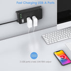 Outdoor Power Strip Weatherproof with USB,Waterproof Surge Protector,3 USB Ports,6 Outlets,Multi Plug Electrical Outlet for Camping,Home Office Patio Porch,etc,6FT Cord,Flat Plug