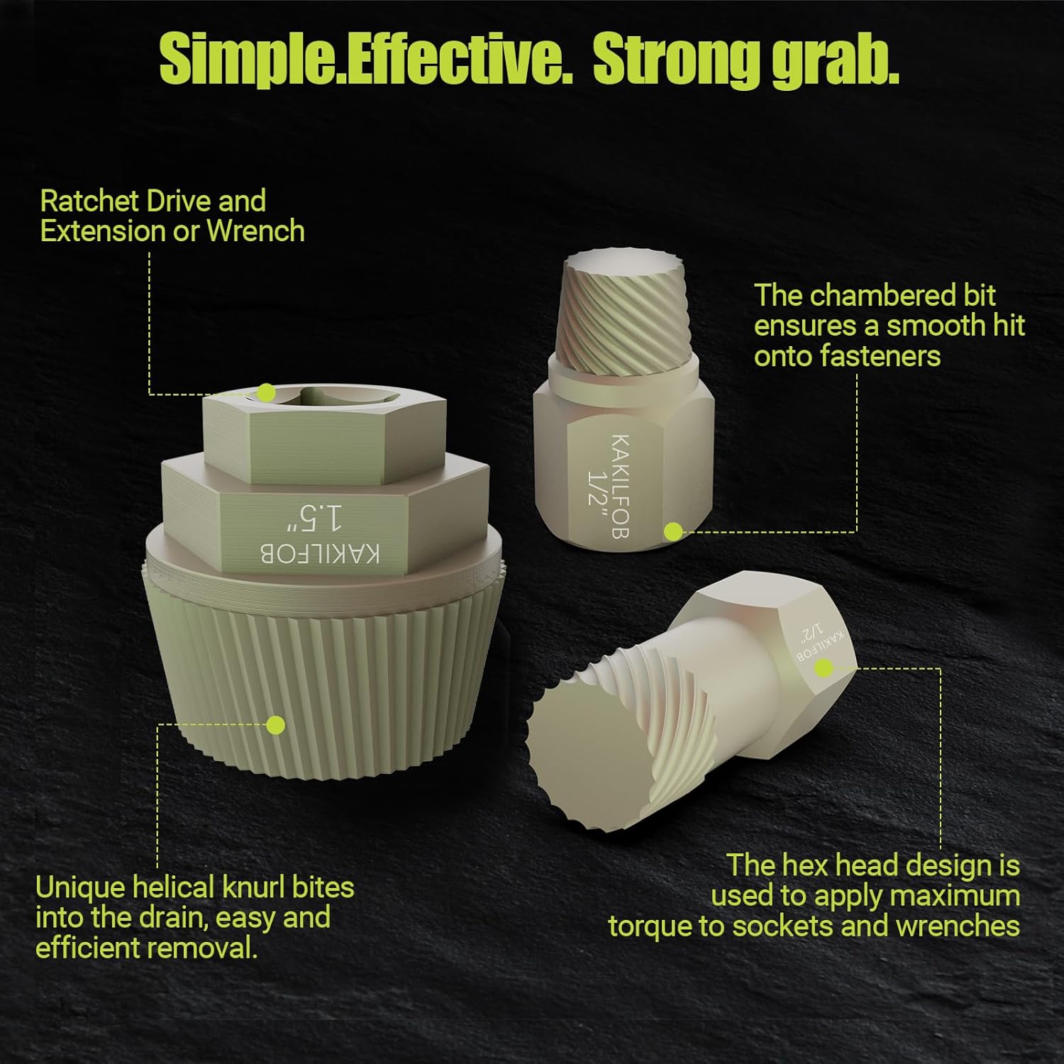 1.5'' Tub Drain Extractor, 8PCS Pipe Nipple Extractor Set with 1-inch Socket, Remove the Old, Broken, Stubborn, Rusted Drain Tub Bathtub Stopper, Strong Grab Plumbing with Storage Case