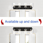 4 Light Bathroom Vanity Lights, Bathroom Lighting Fixtures over Mirror with Clear Glass Shades, Black Vanity Light For Bathoom, Modern Wall Sconces Vanity Lighting Fixture for Bathroom Hallway