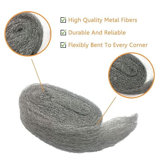 Steel Wool Mice Control, 2 Pack 3" x10 Ft Hole Filler, Gap Blocker, Barrier, Protect Against Animals in Holes Holes, Siding, Pipeline, Vents for Garden, House, Garage