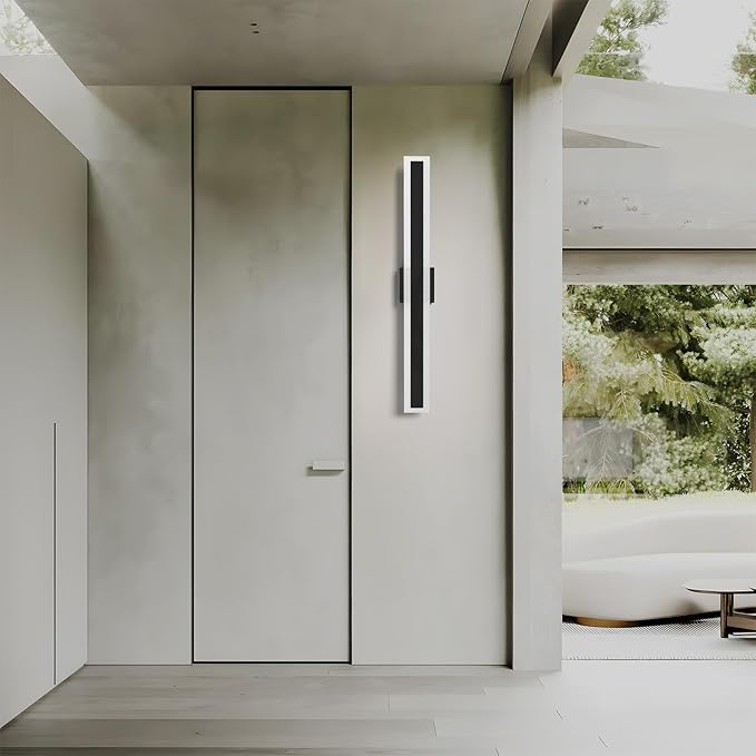 LamQee 31.5 Inch Long Outdoor Wall Lights Modern Exterior Lighting Fixtures for House, Waterproof 3000K 24W 1200LM LED Linear Outdoor Wall Sconces Lighting for Porch Patio Garage Door Yard Indoor