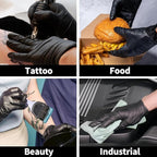 Jointown Vinyl Exam Gloves- 4 mil Safty Glove Latex-Free & Powder-Free, SGBE 8002 Synmax Disposable Medical Glove Medium (2 Boxes of 100, Black)