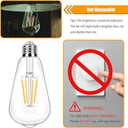 4 Pack Soft White LED Edison Bulbs 40W Equivalent, ST19 4W LED Vintage Light Bulbs for Ceiling Lights, 90 CRI, 450LM, E26 Base, Non-Dimmable, 2700K