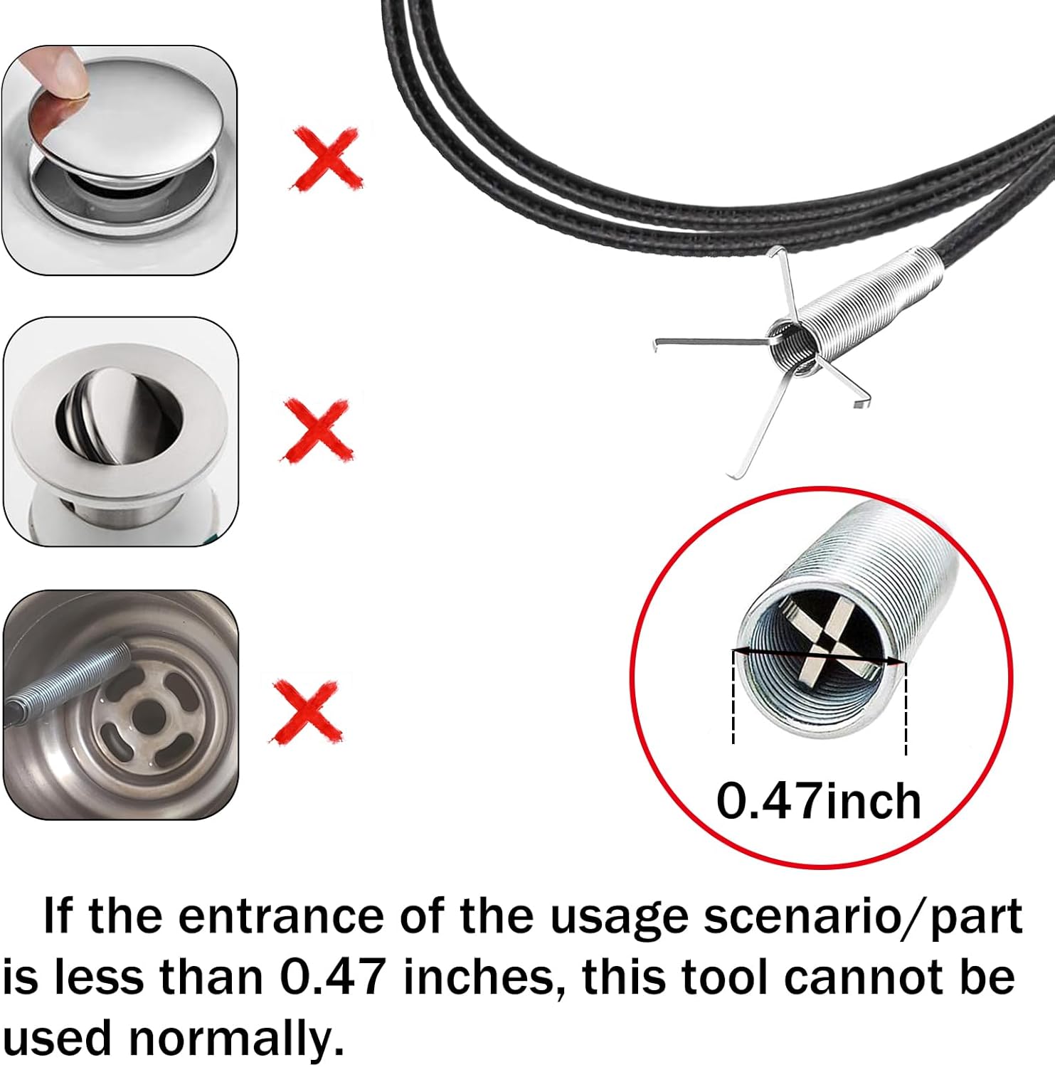 Drain Snake,116 Inch Flexible Grabber Claw Pick Up Reacher Tool,Drain Clog Remover - Gutter Cleaning Tools for Home Sink, Bathroom Tub,Drain, Toilet, Tight Spaces