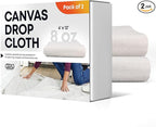 Canvas Drop Cloths 4' x 12', Pack of 2 - Reusable & Eco-Friendly Painters Drop Cloth for Furniture, Surfaces & Floor Protection - 100% Recycled Cotton Canvas Tarp for Home Renovation by IDL Packaging
