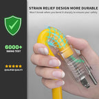 POWGRN 3 FT 2 Pack 12/3 Gauge Extension Cord with Multiple Outlets Outdoor, 3 Outlet Extension Cord Heavy Duty Yellow with Lighted, Tri-Tap Power Cable, 12AWG 15Amp 1875Watts 125Volts SJTW, ETL Listed