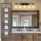 zeyu 35 Inch Farmhouse Bathroom Lighting Fixture, 5-Light Bathroom Vanity Light, Oil Rubbed Bronze Finish with Clear Hammered Glass, ZJF63B-5W ORB