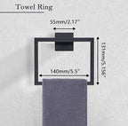 Bathroom Accessories Towel Bar Set: 15 Pieces Matte Black Bathroom Hardware Square SUS304 Stainless Steel - Wall Mounted Towel Rack&Toilet Paper Holder&Towel Ring and Towel Hook