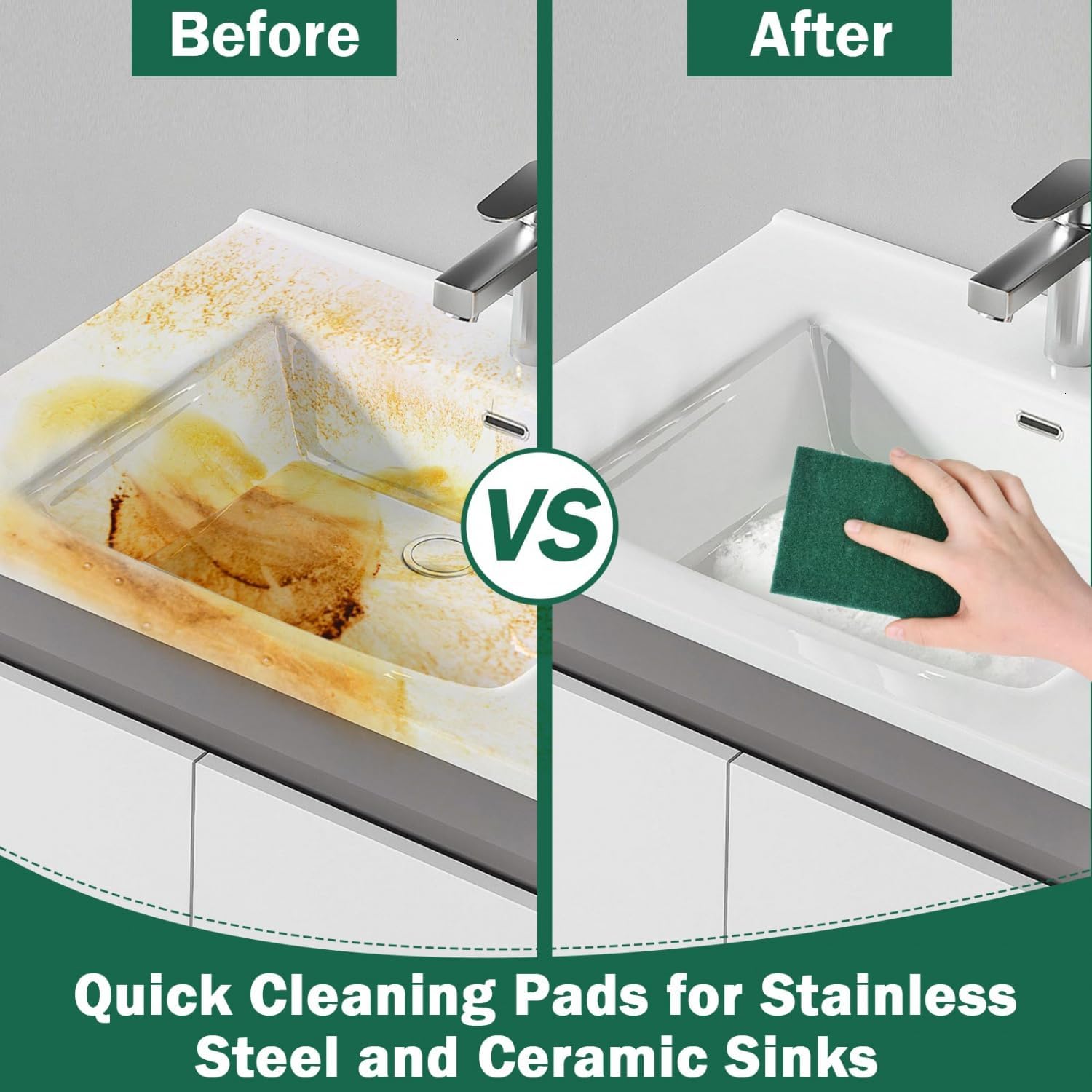 YoleShy 40 Pcs Scouring Pad, Dish Scrubber Scouring Pads,4 x 6 inch Green Reusable Household Scrub Pads for Dishes, Kitchen Scrubbers & Metal Grills