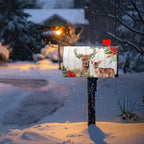 Xmas Deer Mailbox Covers Magnetic Large Size Winter Floral Mailbox Wraps 21x25.5 Inch Oversized Christmas Deer Post Box Cover Outside Decorations for Garden Yard