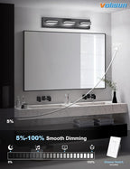 VOLISUN 5CCT Bathroom Light Fixtures Over Mirror, Dimmable, 360°Rotatable Head, 24 inch, 3 Light Bathroom Vanity Light Fixtures, Black LED Vanity Lights for Bathrooms-ETL Certificated