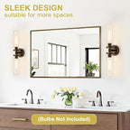 Wall Sconces Set of Two, Hardwired Brown Bathroom Sconces Wall Lighting with Clear Glass, Modern Sconces Wall Decor Set of 2 Bathroom Light fixtures for Mirror Hallway (Bulbs Not Included)