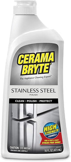 Cerama Bryte Stainless Steel Cleaner for Appliances, Streak-Free Shine and Protection for Refrigerators, Dishwashers, Ovens, and Grills, 16 Fluid Ounce 1 Pack, No Spray Pump