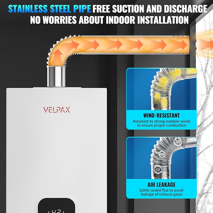 Natural Gas Tankless Water Heater,4.21GPM 16L Indoor,Instant Hot Gas water heater,Constant Natural Water Heater with Fahrenheit Digital Display,Multi-Protection