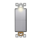LIDER Minimalist Design Matte Finish Lighted Double Switch, Combination Frameless Decorator Switch with Locator Light, Ground Terminal, Single Pole, 15A 120-277V, UL Listed, LCS2-1P-SV, Silver