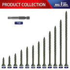 #14 x 8 Inch Deck Screws (190Pcs) 10lb. Carbon Steel, Green, Flat Head, Rust Resistant epoxy Coated, with T30 Star Bit