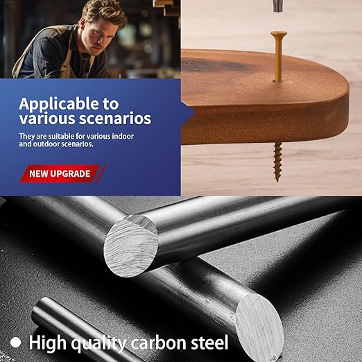 #8 x 3/4" Deck Screws (2208Pcs) 8lb. Exterior Wood Screws. Carbon Steel, Tan, Flat Head, Rust Resistant epoxy Coated, with T25 Star Bit