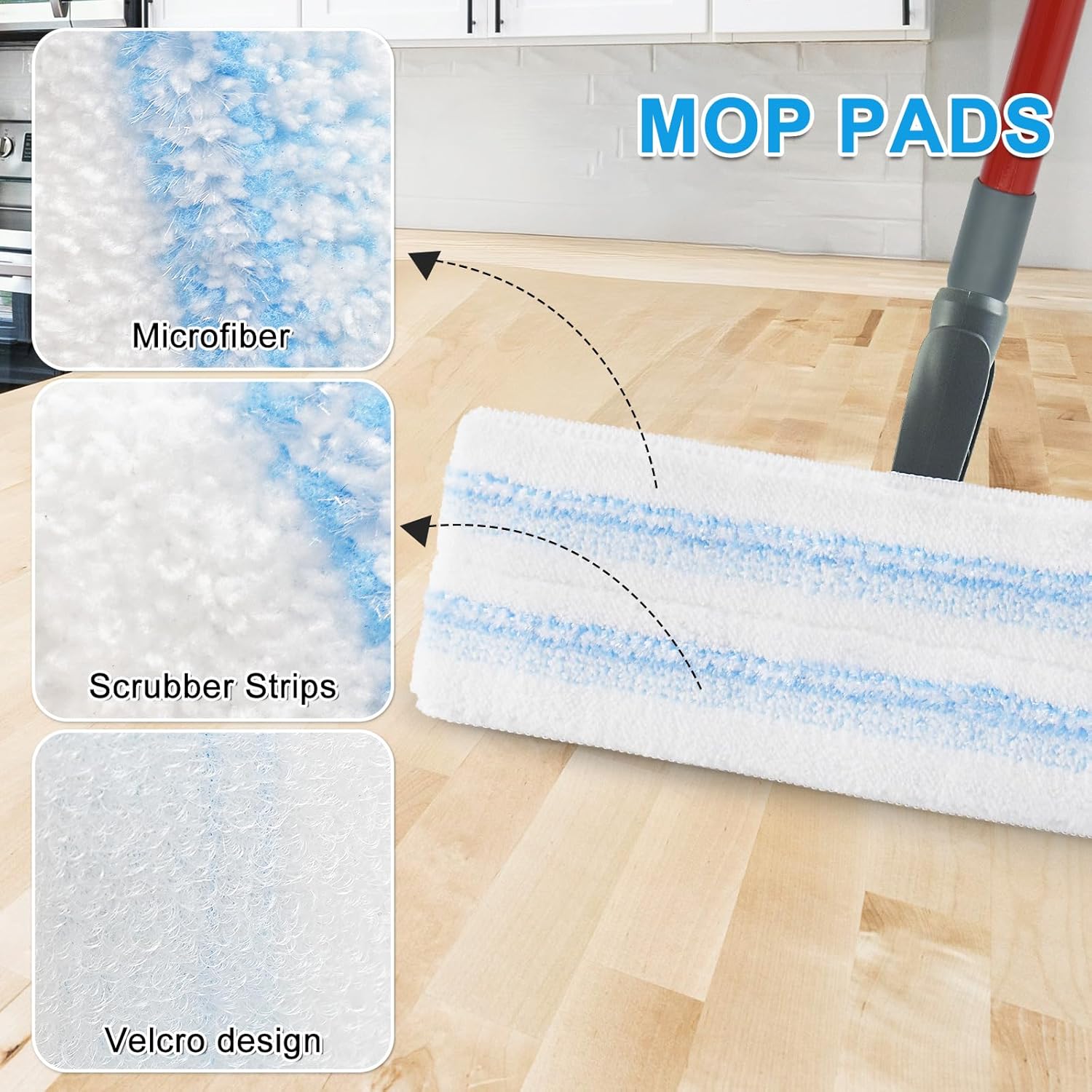 Mop Replacement Pads for Ocedar H2prO Flat Mop, 4 Pack Mop Refills for O-Cedar H2pro Flat Mop, Machine Washable Reusable Microfiber Mop Heads Replacements for Ocedar H2 Pro Mop