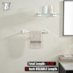 JQK Polished Towel Bar, Rounded Edges 18.41 Inch Towel Rack, 304 Stainless Steel Bathroom Wall Mount, Useable Length 16 Inch, TB250L16-CH