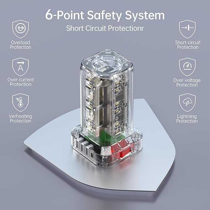 16.5FT Long Extension Cord,Power Strip Tower Surge Protector Power Strip with USB 12 Outlets with 4 USB Ports (1 USB C), Flat Plug Multi Plug Outlet Extender Overload Protection for Home Office