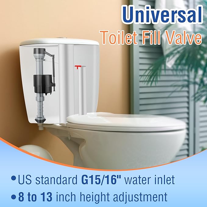 Saillong 6 Pack Toilet Fill Valve Replacement, Height Adjustable Universal Toilet Tank Flusher Replacement Kit, Leak-Proof Easy Install Fill Valve Repair Kit