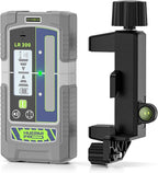 Laser Detector, Huepar Pro LCD & LED Laser Receiver LR300 for Laser Level -Green&Red Beams Outdoor, Compatible with Huepar & Pro Laser Levels with Pulse Mode, Up to 660Ft, IP65, Magnet, Clamp Included