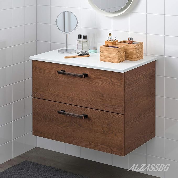 Alzassbg 5 Pack Oil Rubbed Bronze Cabinet Pulls, 5 Inch(128mm) Hole Centers Kitchen Cabinet Handles for Cabinets and Drawers AL3061ORB