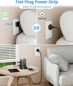 Power Strip Tower with Surge Protector 1800J, Fast Charging Tower PD20W USB-C Ports with 8 AC Outlets, 6ft Extension Cord for Home Office Dorm Room, Black