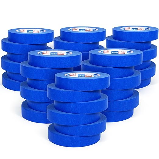 ADHES Upgrade Blue Painters Tape, Masking Tape for Painting 6 Rolls x 0.94 Inch x 60 Yards, Blue Paint Tape No Residue Outdoor Anti UV Multi Surface Use, Total 360 Yards
