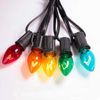 C7 Replacement Light Bulbs, 25 Pack Transparent Blubs for Outdoor String Lights, Multicolor, E12 Candelabra Vintage Christmas Bulbs