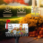 Happy Thanksgiving Mailbox Covers Magnetic Oversized Fall Gnomes Pumpkins Mailbox Cover Large Size 25.5x21 Inch Decor Black White Plaid Letter Post Box Wraps for Garden Outdoor