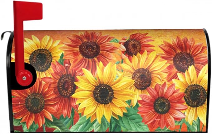 Giwawa Sunflower Mailbox Cover - Large Autumn Fall Magnetic Oversized 25.5 x 21 - Thanksgiving Decorations Outdoor Welcome Wrap